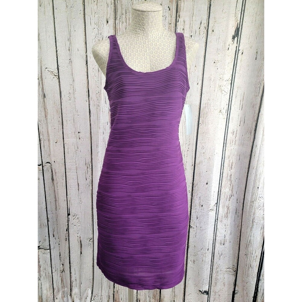 NEW‎ NY Collection M Purple Sleeveless Ribbed Shift Sheath Dress Tunic Midi